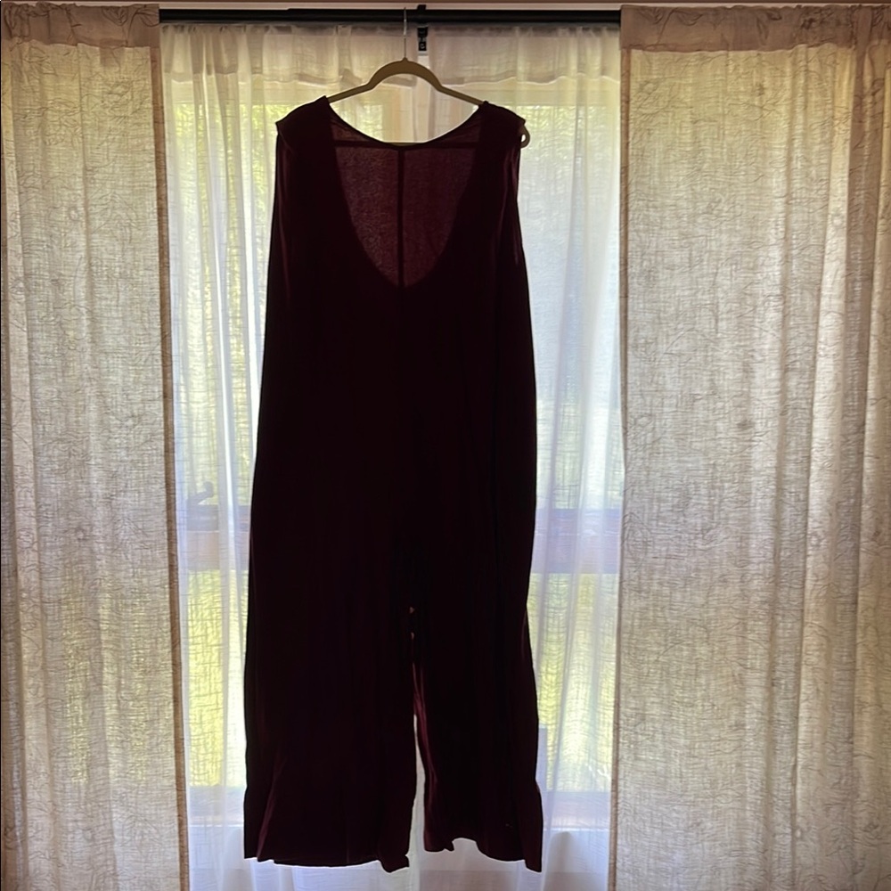 Free People Red Velvet Jumpsuit Wide-Leg